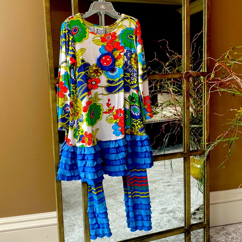 Beautiful,colorful girls boutique top and pants set